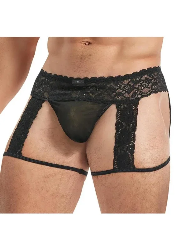 Lace King Men’s Lace and Mesh Garter Panty
