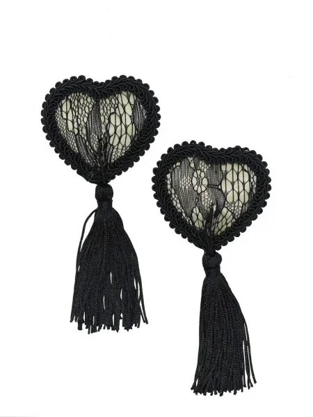 Lace Tassel Pasties – Black
