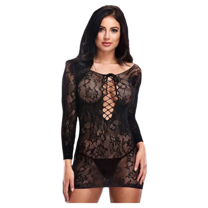 Lapdance Lace Off-The-Shoulder Mini Dress