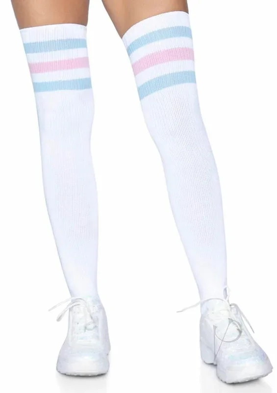 Leg Avenue Athlete Thigh Hi 3 Stripe Top OS Pink Blue