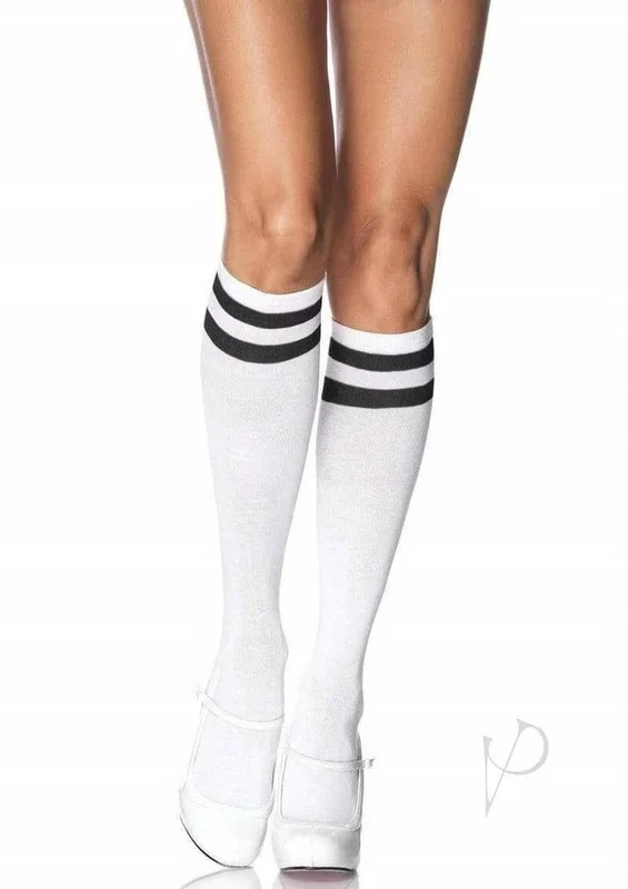 Leg Avenue Athletic Knee High – OS – White/Black