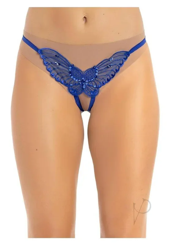 Leg Avenue Butterfly Crotchless Panty OS Blue 12 Pack