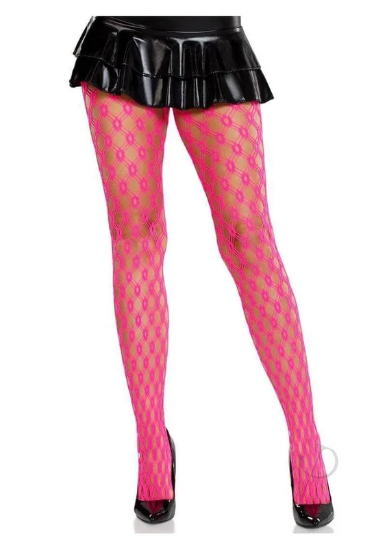 Leg Avenue Eyelet Net Tights – Neon Pink – O/S