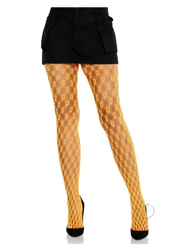 Leg Avenue Eyelet Net Tights Neon Orange OS