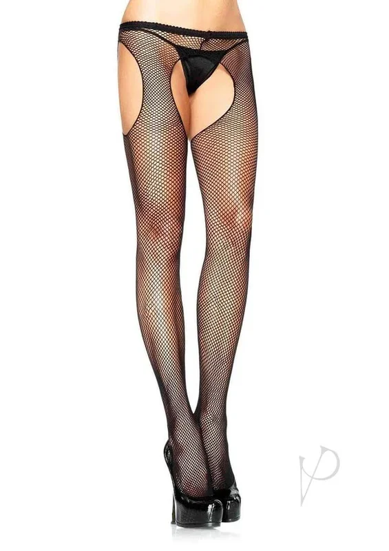 Leg Avenue Fishnet Suspender Tights OS Black