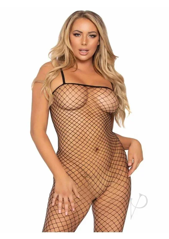 Leg Avenue Lycra Industrial Fishnet Bodystocking OS Black