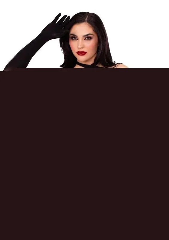 Leg Avenue Net and Opaque Cross-Over Halter Gloved Shrug