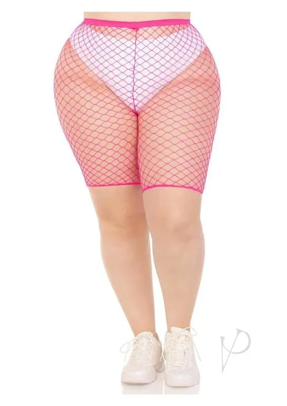 Leg Avenue Plus Size Industrial Net Biker Shorts – 1X-2X – Pink