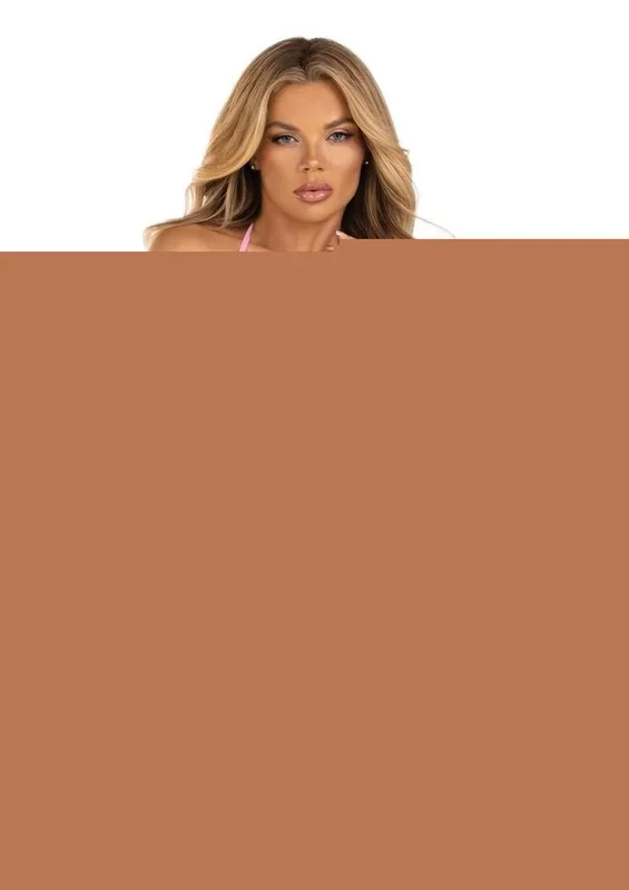 Leg Avenue Rhinestone Mesh Wrap Around Bra Top, G-String Panty, and Ruched Tie Sarong