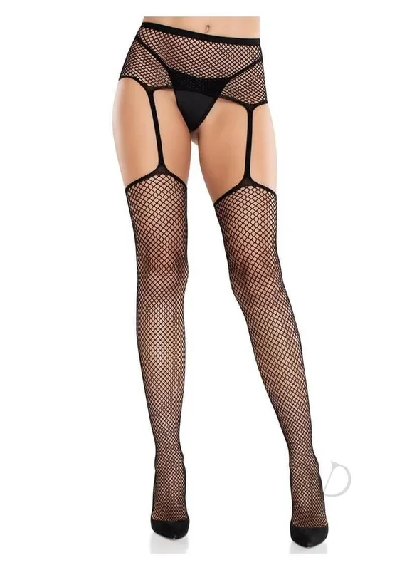 Leg Avenue Sinful Fishnet Stockings with Cross Backseam