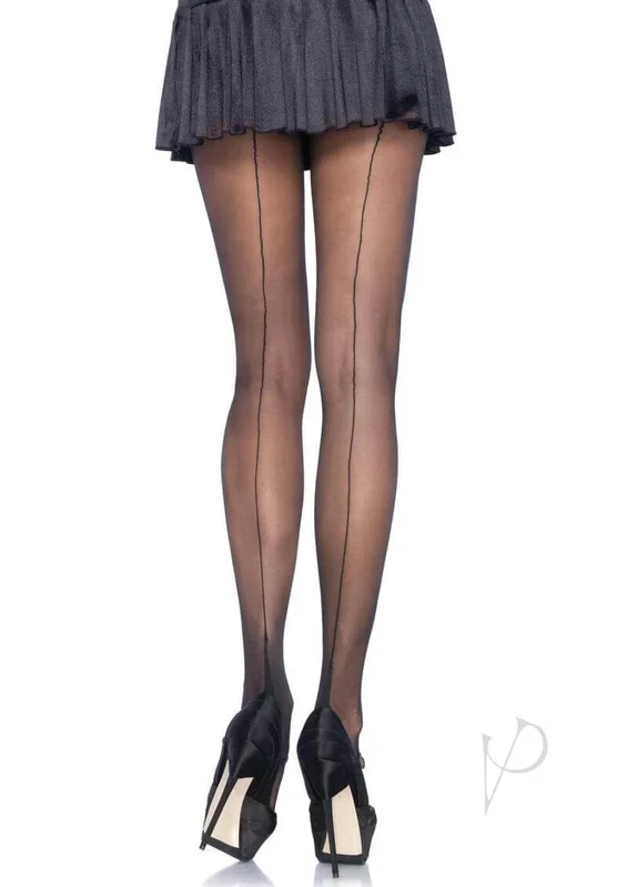 Leg Avenue Spandex Sheer Cuban Heel Backseam Tights Black