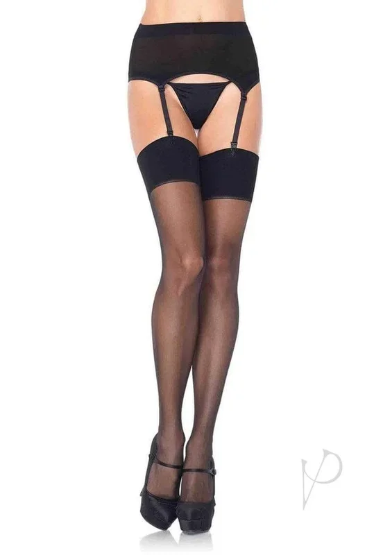 Leg Avenue Spandex Sheer Garter Belt and Stocking 2 pc Black