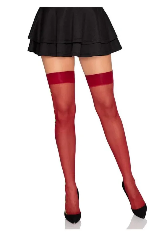 Leg Avenue Spandex Sheer Thigh Highs with Rose