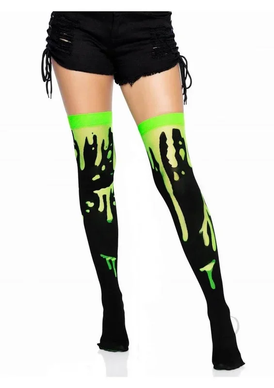 Leg Avenue Splatter Thigh Highs OS Green
