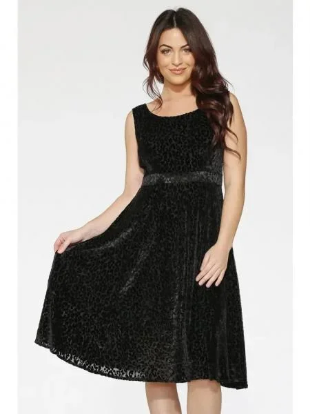 Leopard Velvet Dress – Black –