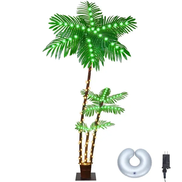 Lighted Palm Tree, 6Ft Outdoor Christmas Palm Tree For Decorations Decor, Led