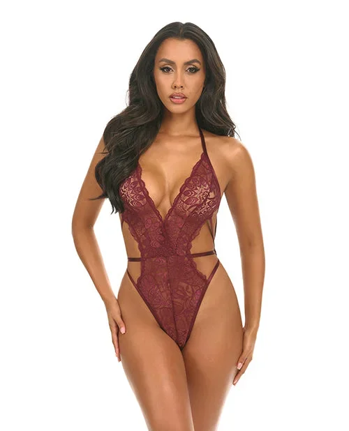 Lina Lace Halter Teddy – Zinfandel S/M