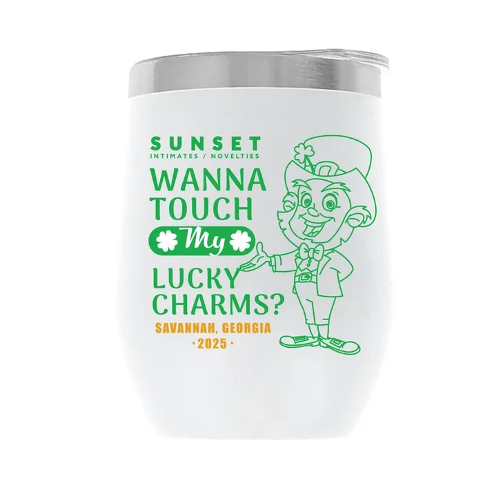 LUCKYCHARM002-2025 12oz WINE TUMBLER – WHITE