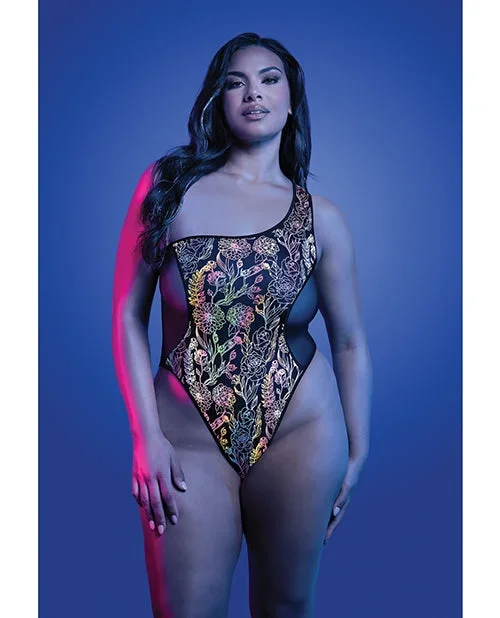 Luminescent Flash Reflective Floral Print Teddy in Black