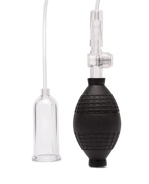 Lux Fetish Clitoral Pump With Quick Release Clear And Black Adjustable Suction Levels For Enhanced Pleasure