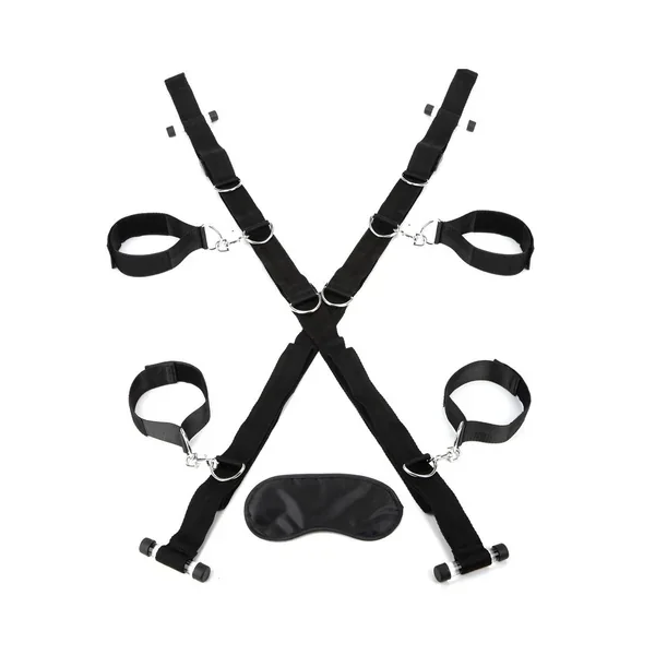 Lux Fetish Over The Door Cross with 4 Universal Soft Restraint Cuffs