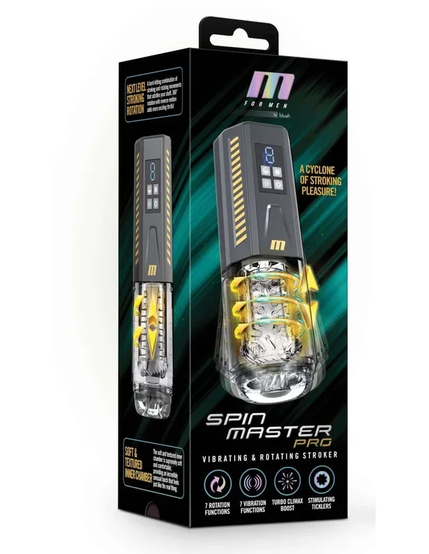 M For Men SpinMaster Pro – Grey Automatic Male Masturbator with 360° Rotation