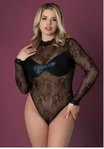 Magic Silk Euro Lux Long Sleeve Playsuit Black Queen Size