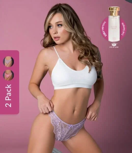 Magic Silk Pheromone Panties Split Crotch Panty 2-Pack Lilac/Rose L/XL