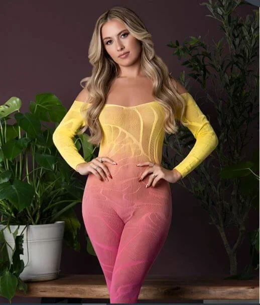 Magic Silk Seamless Long Sleeve Bodystocking Ombre Sunset O/S