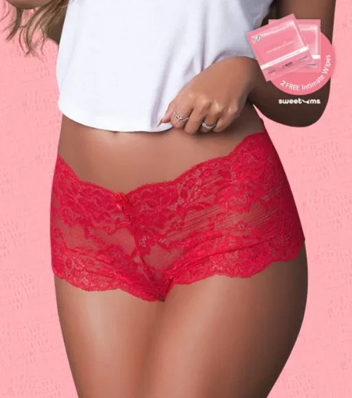 Magic Silk Sweetums Lace Boy Short Cherry L/XL