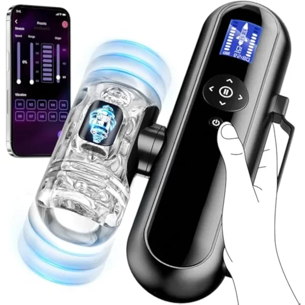 Male Masturbator Sex Toys, Upgrade Sex Toys For Men With 4 Thrust Depths & 3 Start Points & 10 Thrusting Vibrating Speeds Adult Sex Toy, Ai App Control Sex Machine Soft Tpe Channel Blowjob Toy