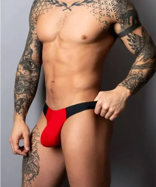 Male Power Hot Mesh Bong Thong Black Red S M