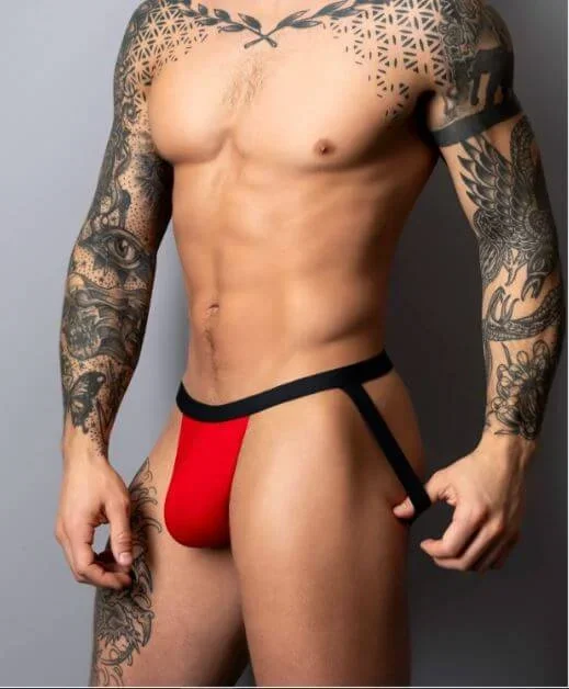 Male Power Hot Mesh Jock Black/Red L/XL