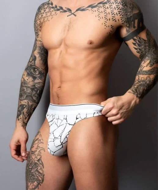 Male Power Soo Cumfy Thong Black/White L/XL