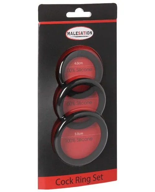 Malesation Cock Ring Set – Pack Of 3 Black