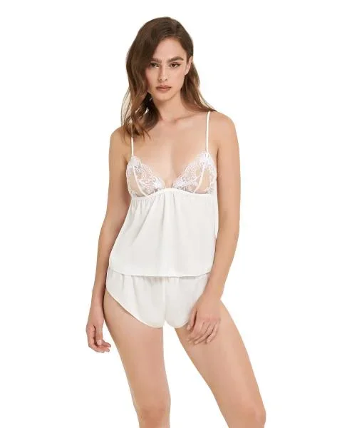 Marseille Luxury Satin Cami and Short Set – White –