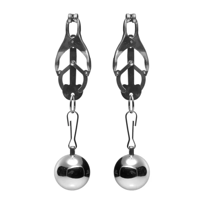 Master Series Deviant Monarch Weighted Nipple Clamps Silver