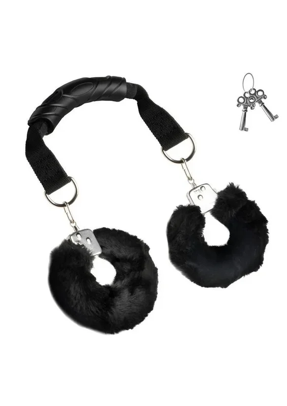 Master Series Furry Handcuffs with Handle