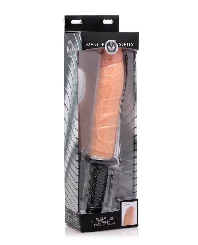 Master Series Onslaught 13 Mode XL Vibrating Dildo Thruster – Light