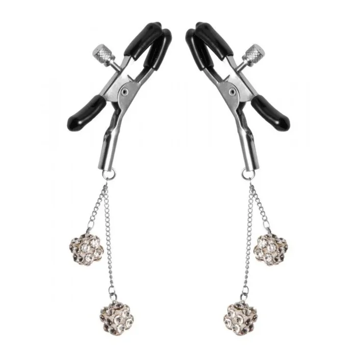 Master Series Ornament Adjustable Nipple Clamps With Jewel Accents Silver