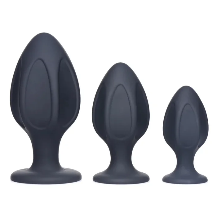 Master Series Triple Juicers Silicone Anal Trainer Butt Plug Set Black