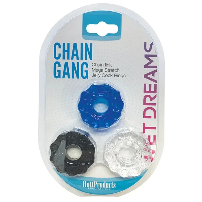 Mega Stretch Chain Link Silicone Cock Rings 3 Pack Set