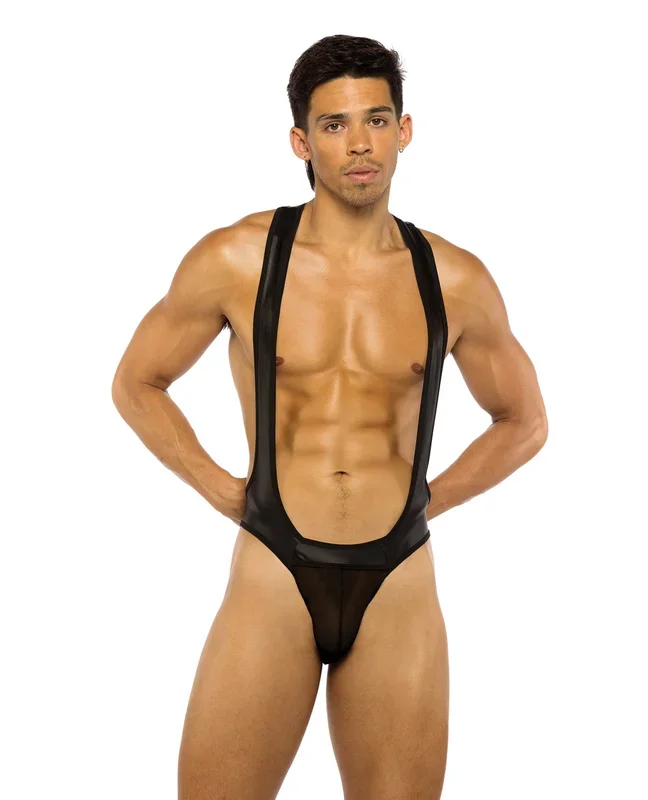 Men’s Wrestling Jockstrap Singlet – Black