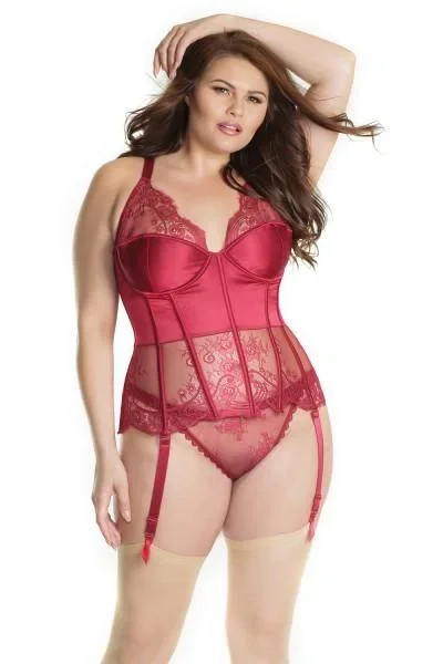 Merlot – Eyelash Lace and Satin Underwire Bustier –