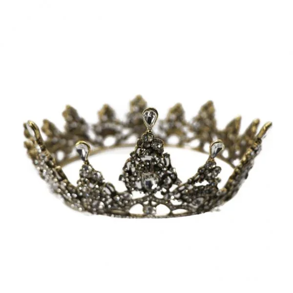 Metal Crown with Jeweled Antique Finish