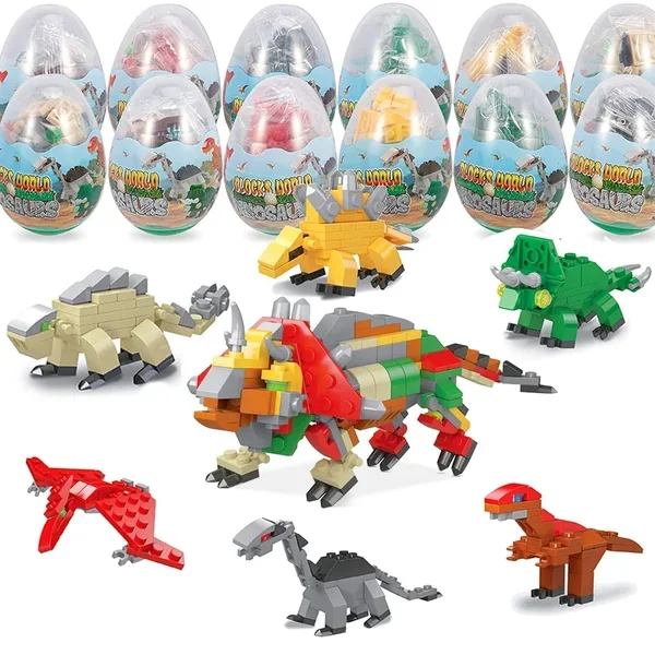Mini Building Block Sets, 12Pcs Dinosaur Toys Building Blocks, 6 In 1 Stem