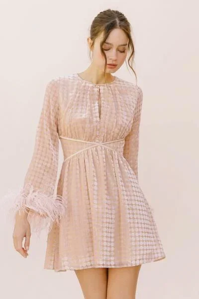 Monochromatic Sheen Mini Dress – Apricot –