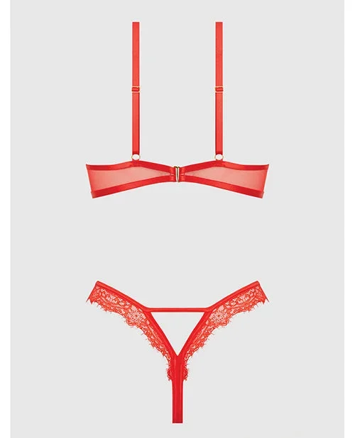 Nadia Lace & Mesh Cutout Teddy – Grenadine Dark Orange XL