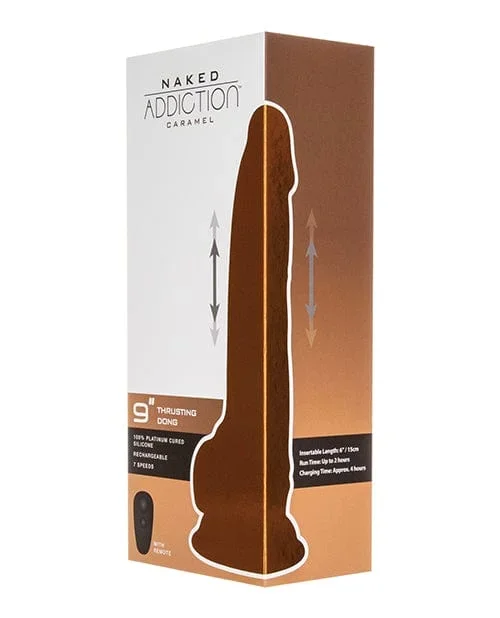 Naked Addiction 9″ Thrusting Dong with Remote – Caramel