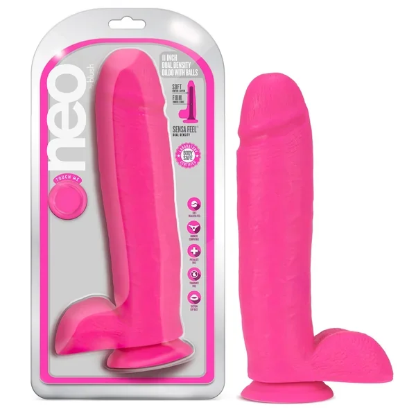 Neo – 11 Inch Dual Density Dildo – Neon Pink